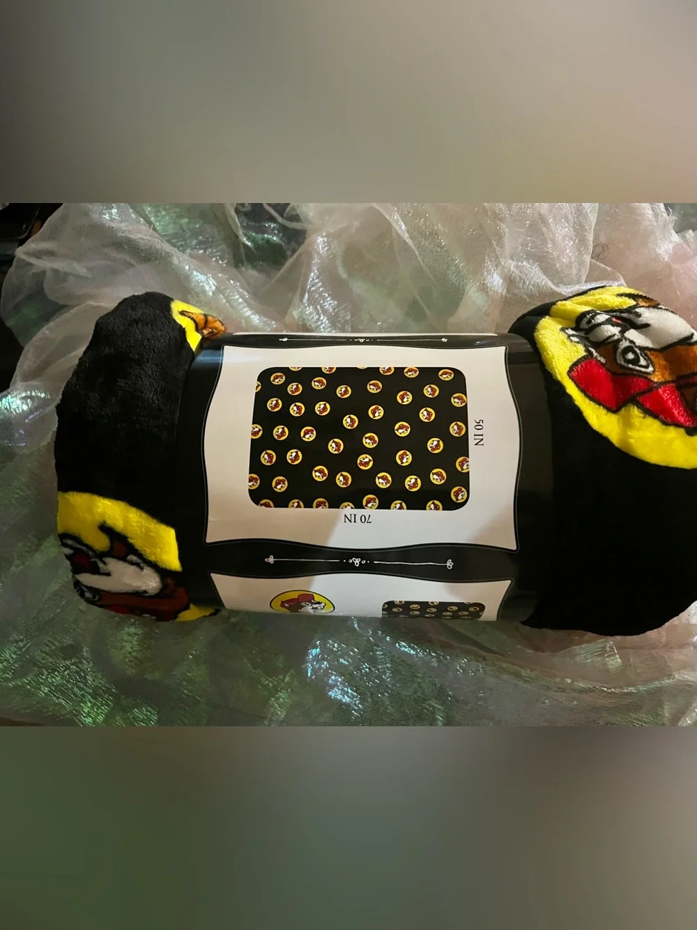 Buc-ee's Black Plush Throw Blanket with Logo Accent